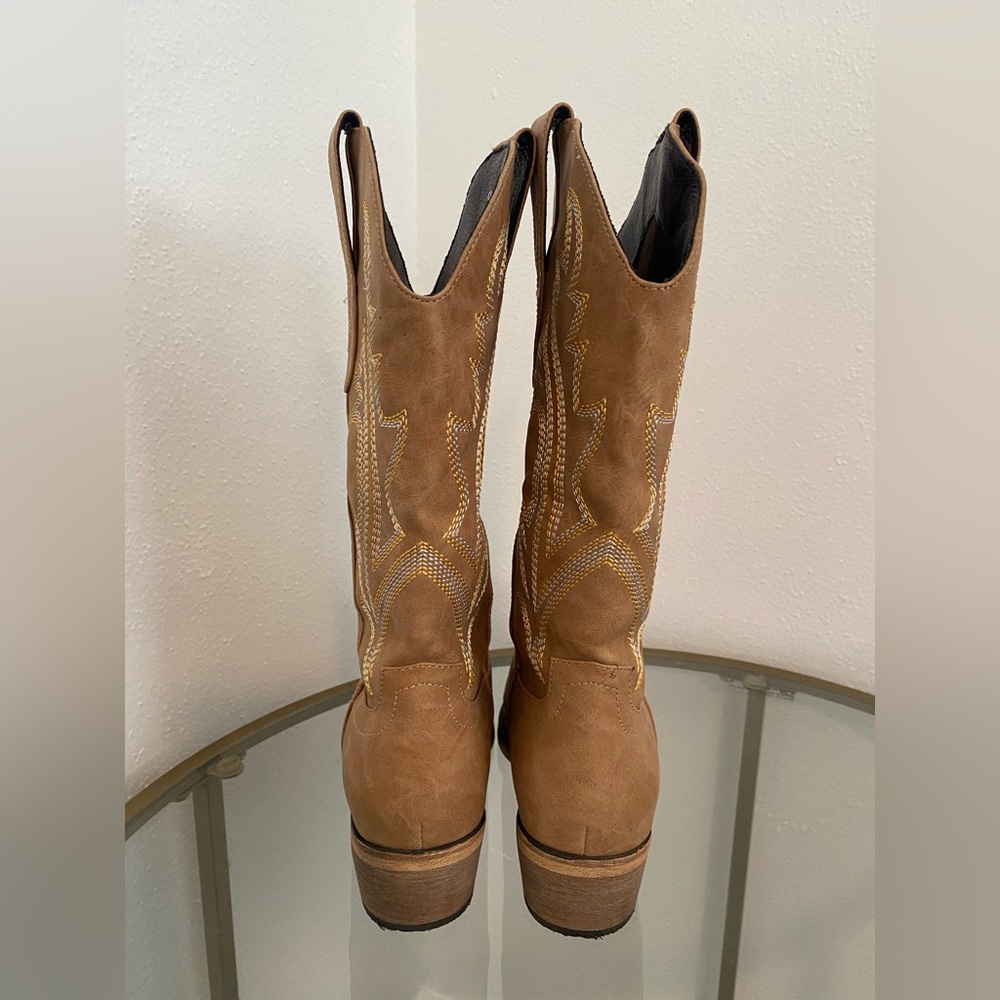 Cowboy Boots for Women Mid Calf Tan Cowgirl Boots Western Boots- size 6 - Picture 7 of 16
